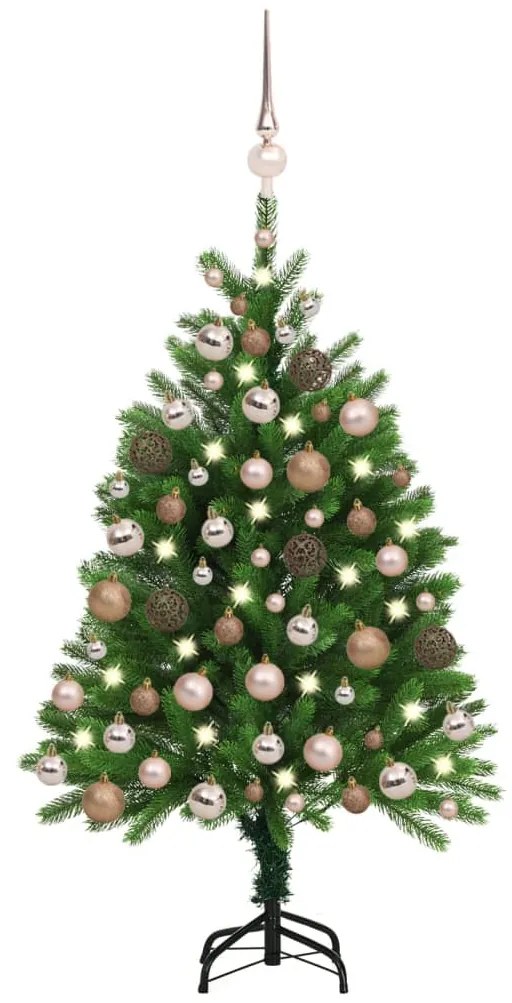 vidaXL Χριστουγεννιάτικο Δέντρο Τεχνητό με LED & Μπάλες Πράσινο 120 εκ