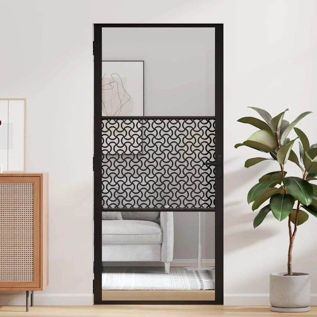 vidaXL Γυάλινη πόρτα Μαύρο 76 x 3.5 x 201.5 εκ Αλουμίνιο