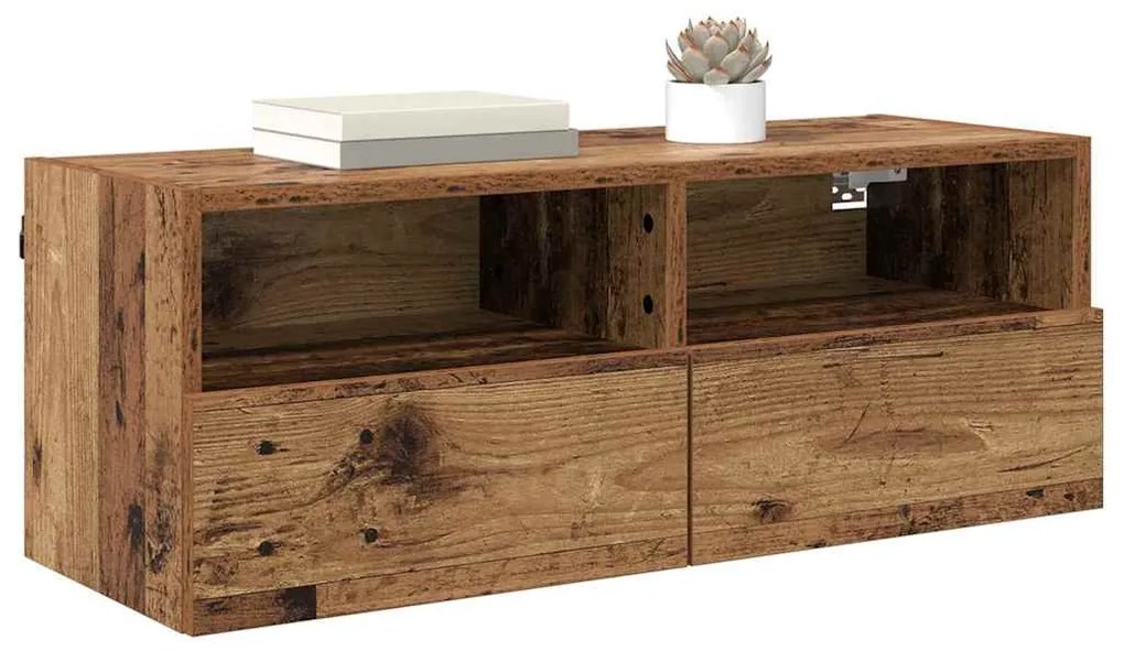 vidaXL Ντουλάπι Τηλεόρασης Τοίχου Επιτοίχιο Παλιό Ξύλο 80 x 30 x 30 εκ