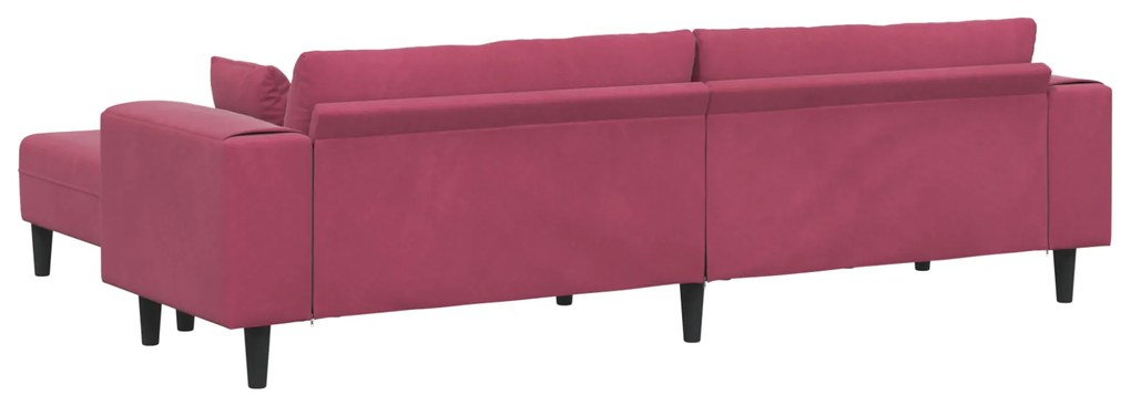 vidaXL Βελούδινος καναπές με μαξιλάρι 3 pcs Κόκκινο 208 εκ. Βελούδο
