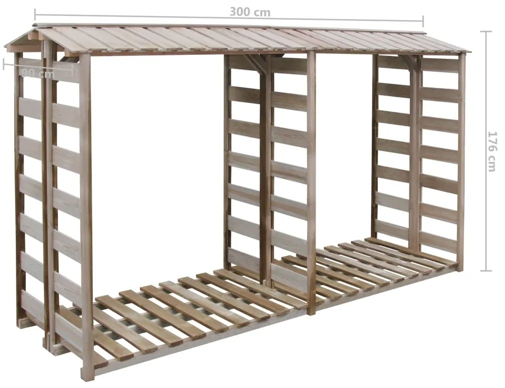 vidaXL Υπόστεγο Αποθήκευσης Καυσόξυλων 300x90x176 εκ. Εμποτισμ. Πεύκο