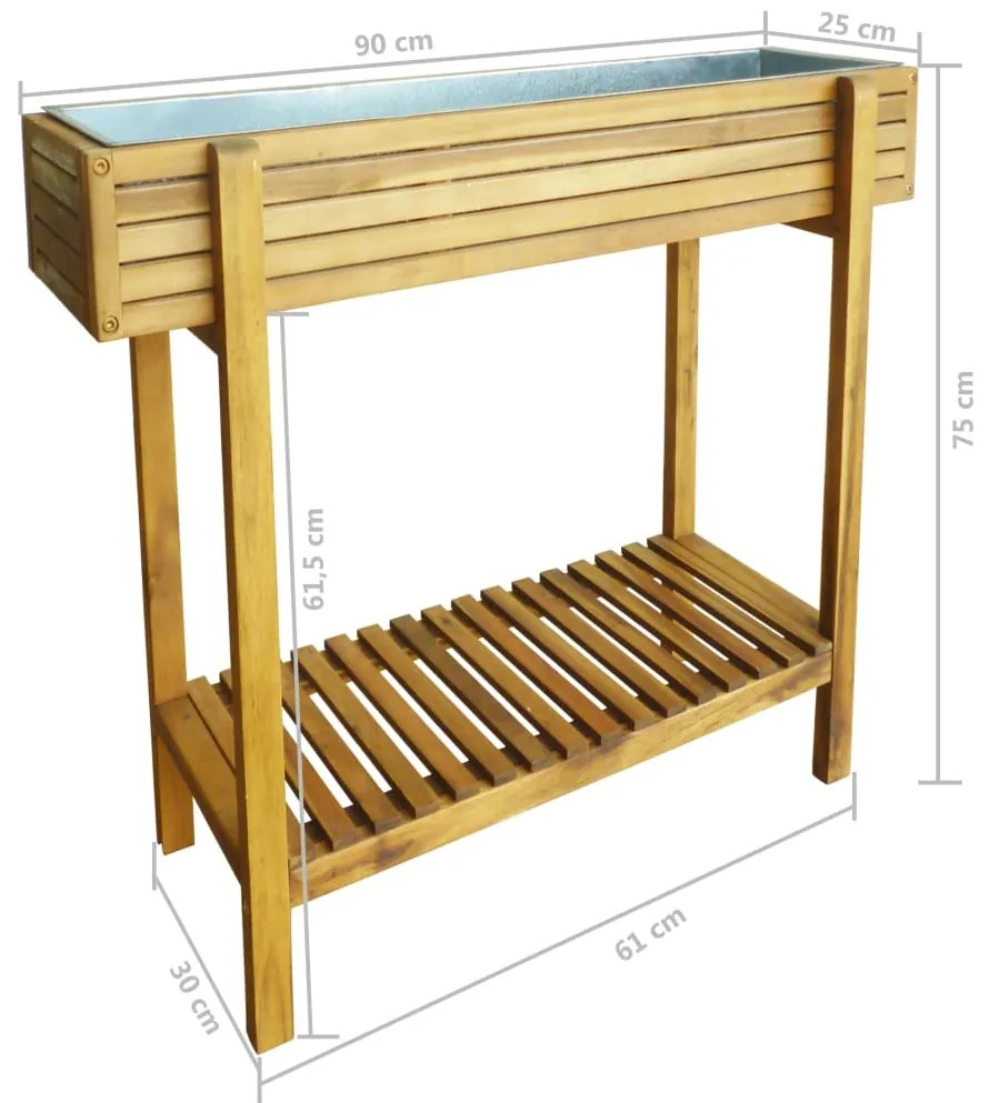 vidaXL Ζαρντινιέρα Υπερυψωμένη από Μασίφ Ξύλο Ακακίας και Ψευδάργυρο