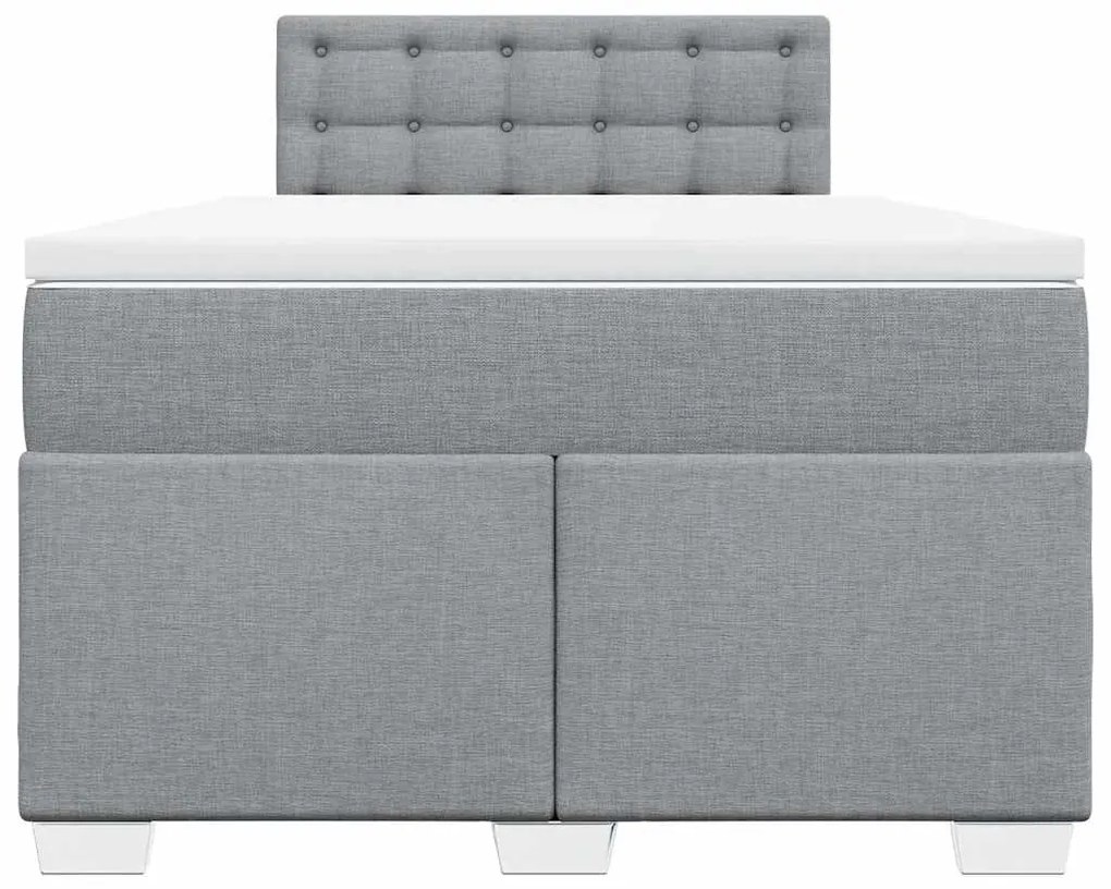 vidaXL Κρεβάτι Boxspring με Στρώμα Ανοιχτό Γκρι 120x190 εκ. Υφασμάτινο
