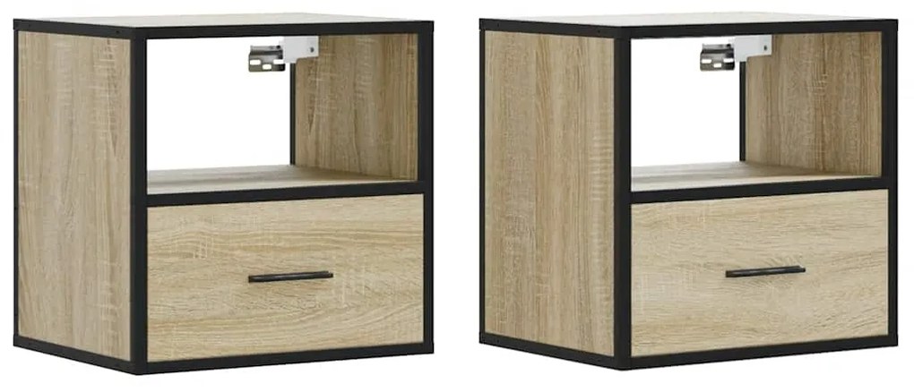 vidaXL Επίτοιχα κομοδίνα 2 τεμάχια Sonoma Oak 40x31x39,5 cm