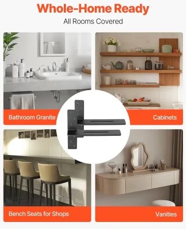 VEVOR 2 Pcs Shelf Brackets 14 inch / 355.6 mm Heavy Duty Floating Shelf Brackets