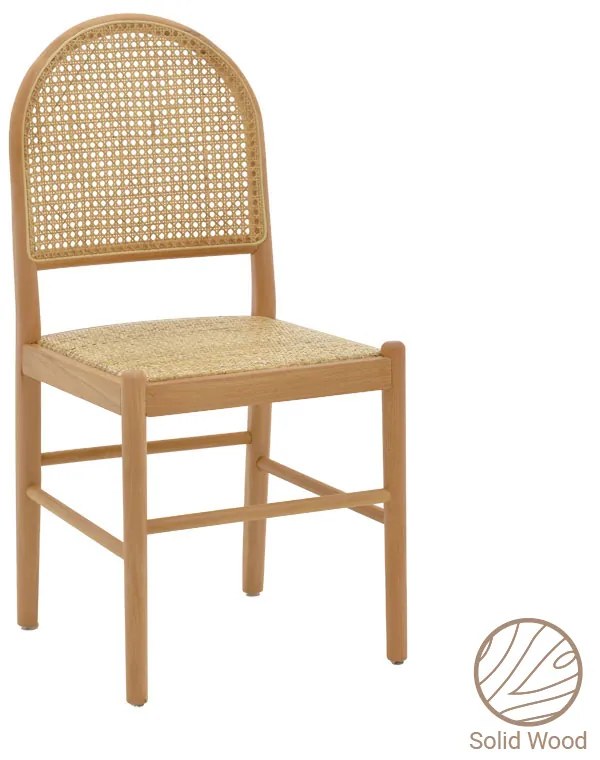 Καρέκλα Alessia pakoworld ξύλο οξιάς-rattan φυσικό 43x44x89εκ