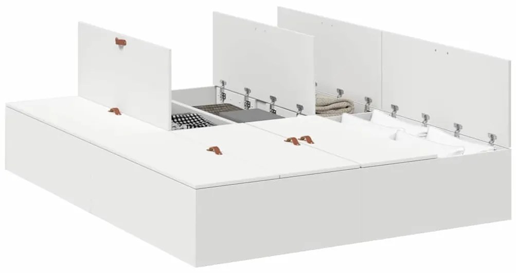 vidaXL Κρεβάτι με αποθηκευτικό χώρο με αποθήκευση Λευκό 140 x 200 cm