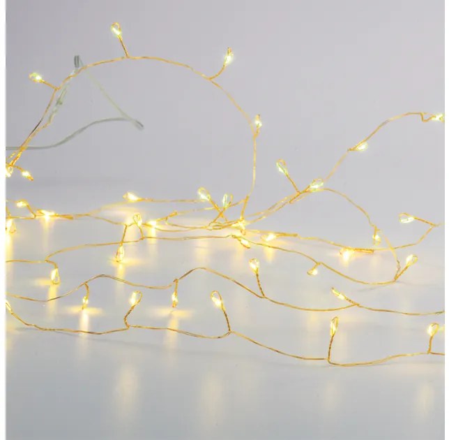 Λαμπάκια Σειρά 300 Cluster LED WW Χρυσό Καλώδιο Χάλκινο 8 Πρόγραμμα IP44 X063001377 ACA-X063001377-Χρυσό X063001377