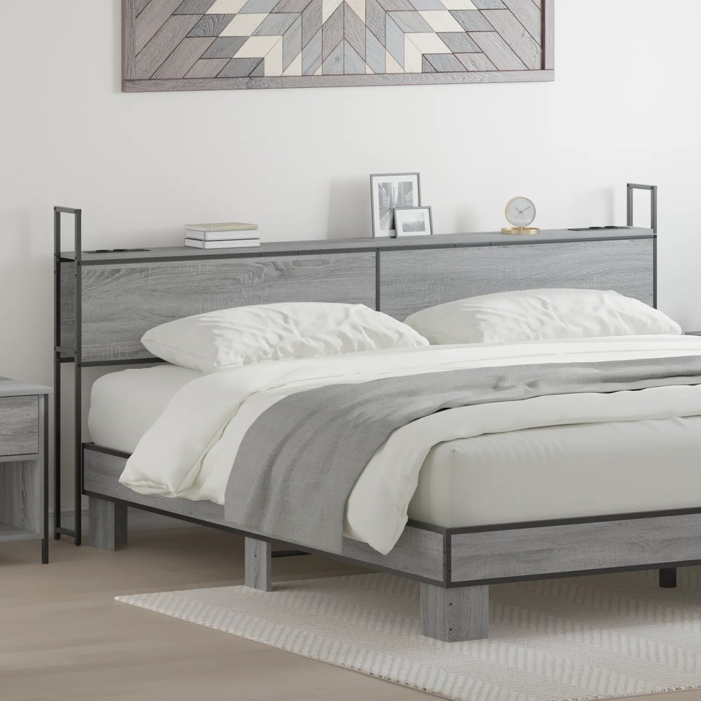 vidaXL Κεφαλάρι Αποθήκης Γκρι sonoma 180 cm Επεξεργασμένο ξύλο