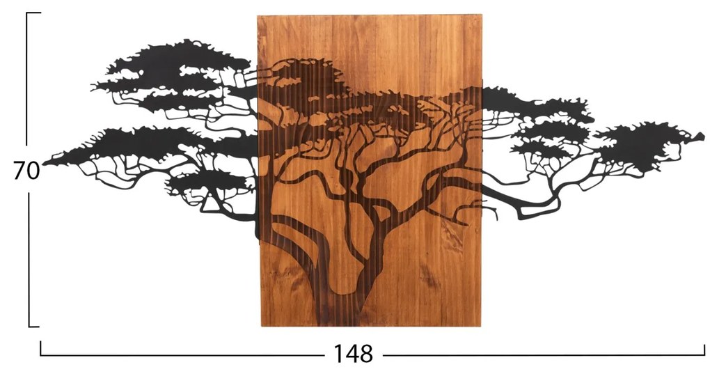 Διακοσμητικό Τοίχου Σχήμα Δέντρου με Μέταλλο-Ξύλο 148x3x70Yεκ.