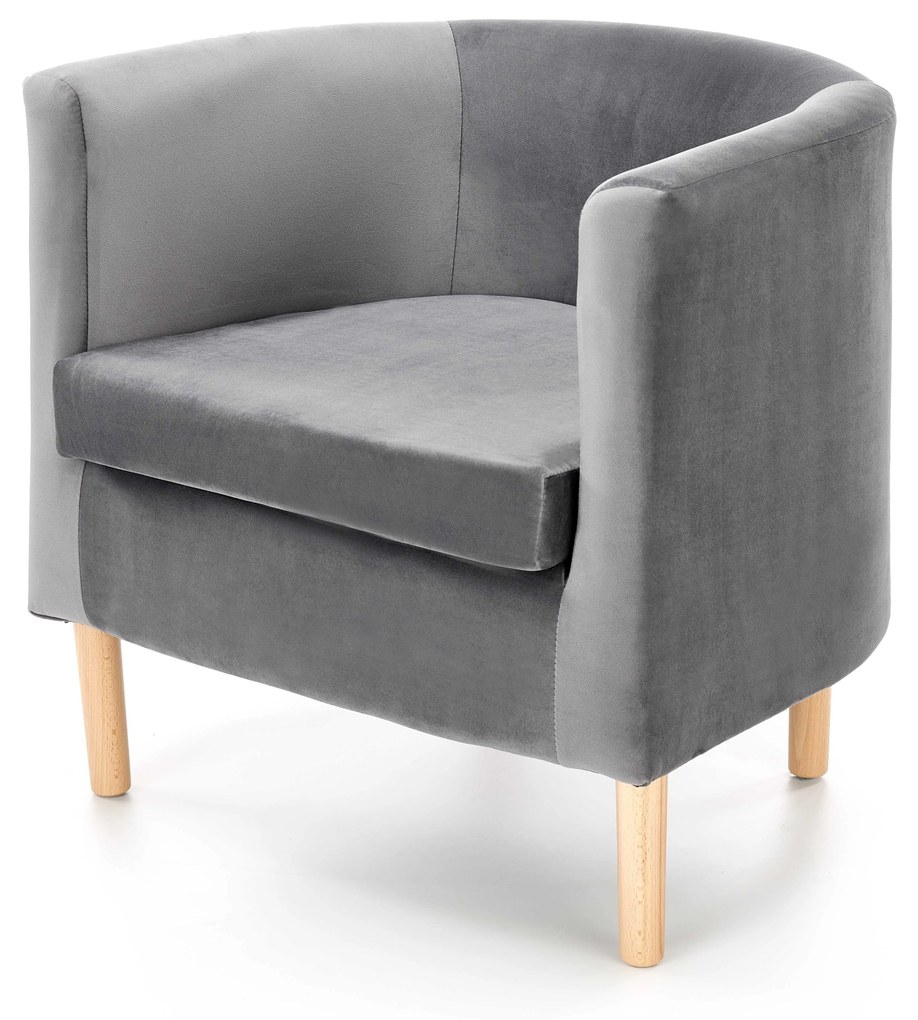 CLUBBY 2 leisure armchair grey / natural DIOMMI V-PL-CLUBBY_2-FOT-POPIELATY