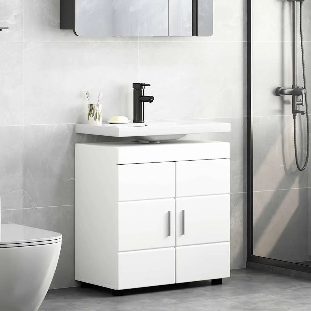vidaXL Ντουλάπα νιπτήρα μπάνιου με πόρτα TULUM Λευκό 60 x 34 x 63 εκ