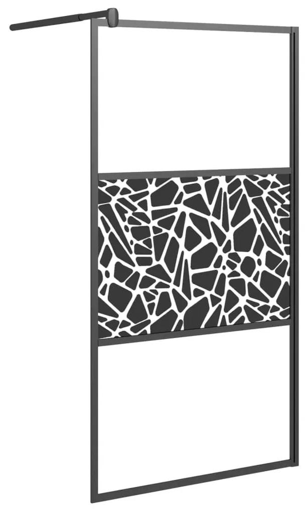 Διαχωριστικό Ντουζ με Σχέδιο Πέτρας Μαύρο 100x195εκ. Γυαλί ESG - Μαύρο
