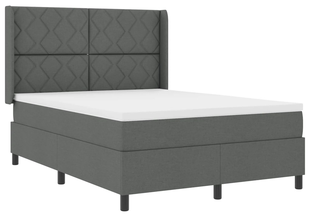 vidaXL Box Spring Κρεβάτι με Μαξιλάρι Σκούρο Γκρι 140x200 εκ. Ύφασμα