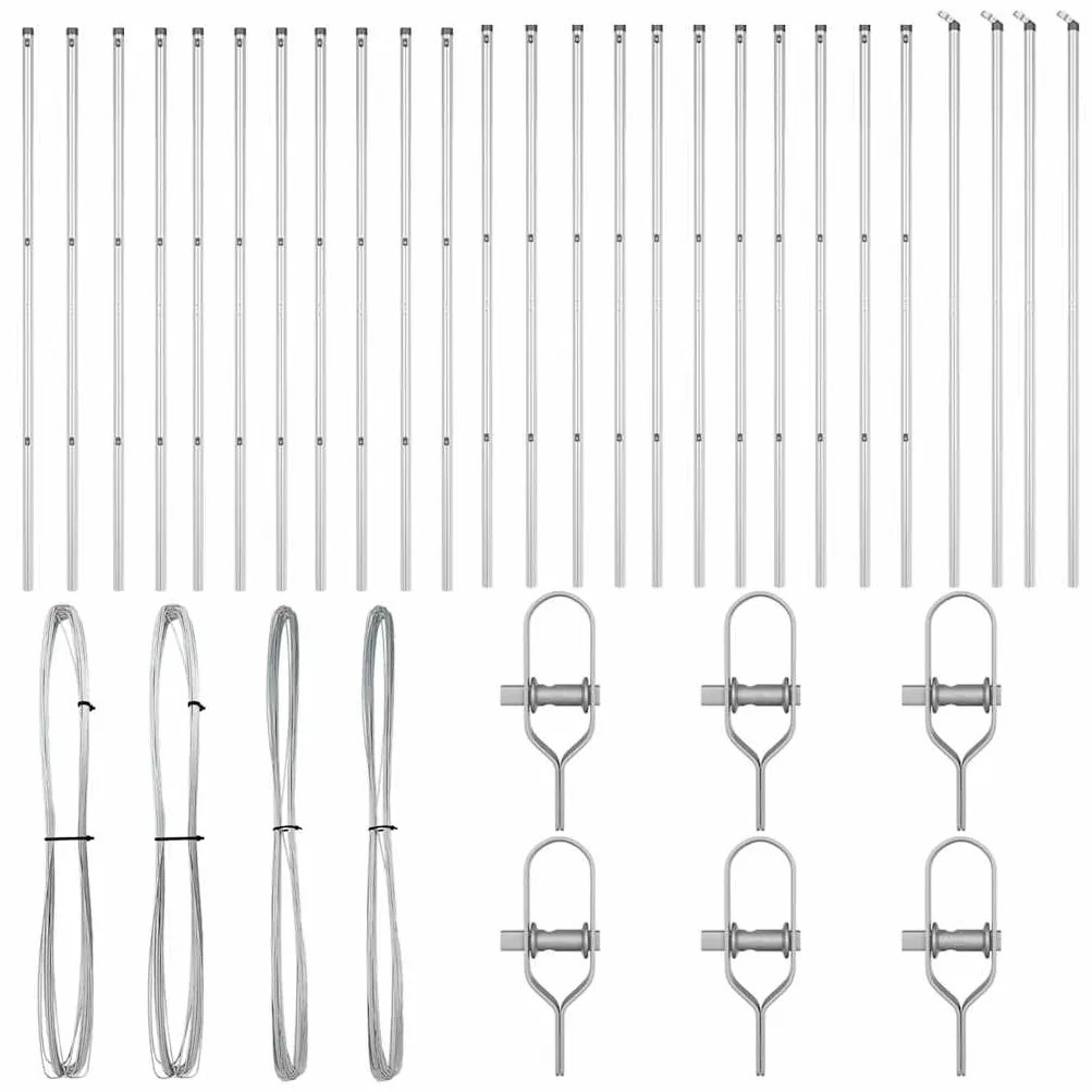 vidaXL Στύλος Περιφράξεων 26 pcs Ασημί 3.2 x 3.2 x 150 εκ Ατσάλι
