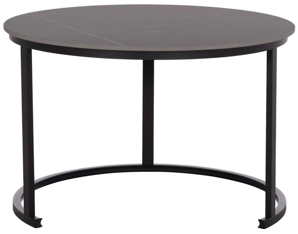 Τραπεζάκια σαλονιού TALOS Σετ 2 τμχ. Κεραμικό TOP με Όψη Μαύρου Μαρμάρου Φ70 + Φ50εκ. 70x70x45.5 εκ.