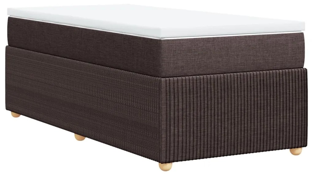 vidaXL Κρεβάτι Boxspring με Στρώμα Σκούρο Καφέ 90x200 εκ. Υφασμάτινο