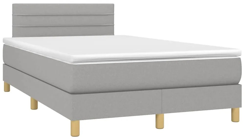 vidaXL Κρεβάτι Boxspring με Στρώμα & LED Αν.Γκρι 120x190εκ. Υφασμάτινο