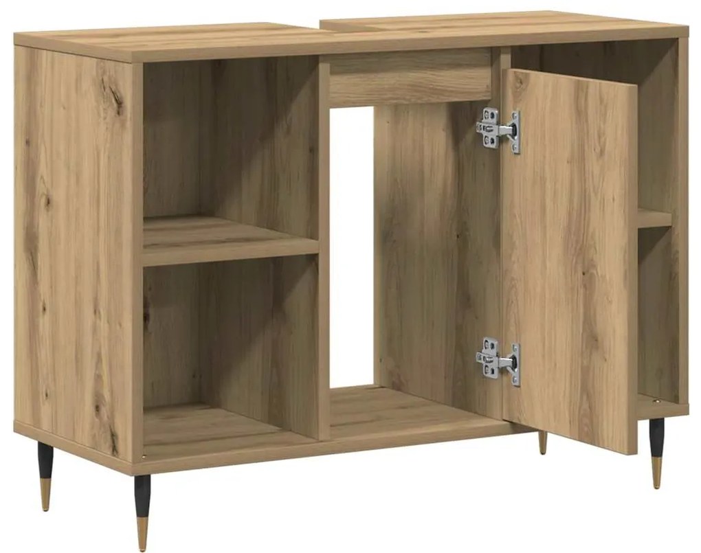 vidaXL Ντουλάπι Μπάνιου με ράφι με πόρτα artisan δρυς 80 x 33 x 60 εκ
