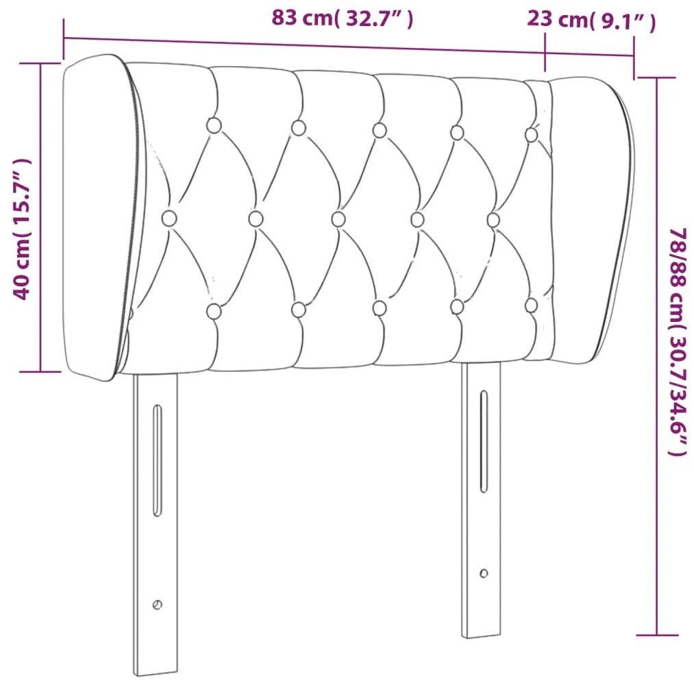 Κεφαλάρι με Πτερύγια Σκούρο Γκρι 83x23x78/88 εκ. Βελούδινο 3117511