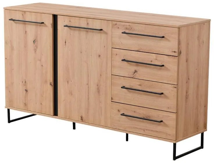 Κομότα - Μπουφές Sardinia 3K4F Artisan Oak - Μαύρο 159x42x92.5 εκ. 159x42x92.5 εκ.