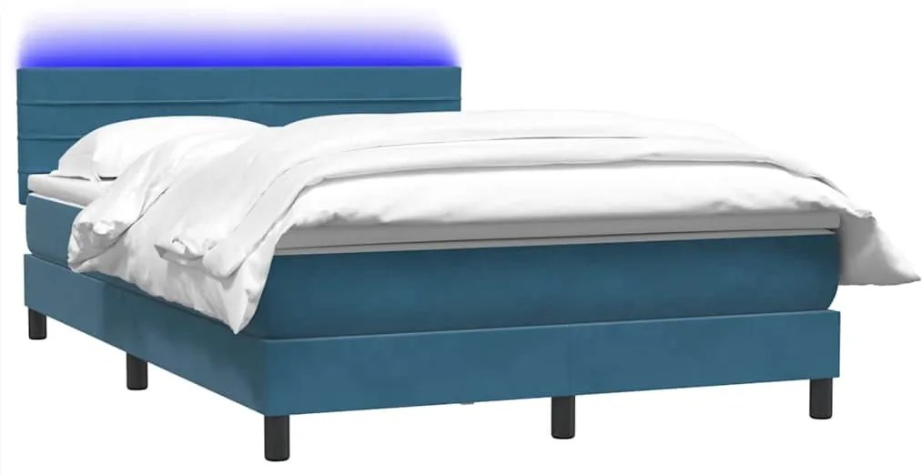 vidaXL Κρεβάτι Boxspring με Στρώμα Σκούρο Μπλε 160x210 εκ. Βελούδινο