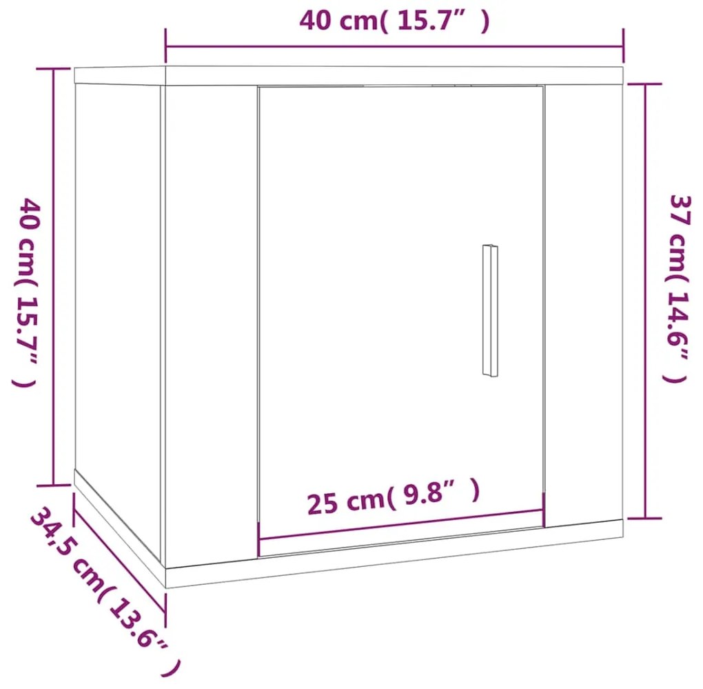 Έπιπλο Τηλεόρασης Επιτοίχιο Καφέ Δρυς 40x34,5x40 εκ. - Καφέ