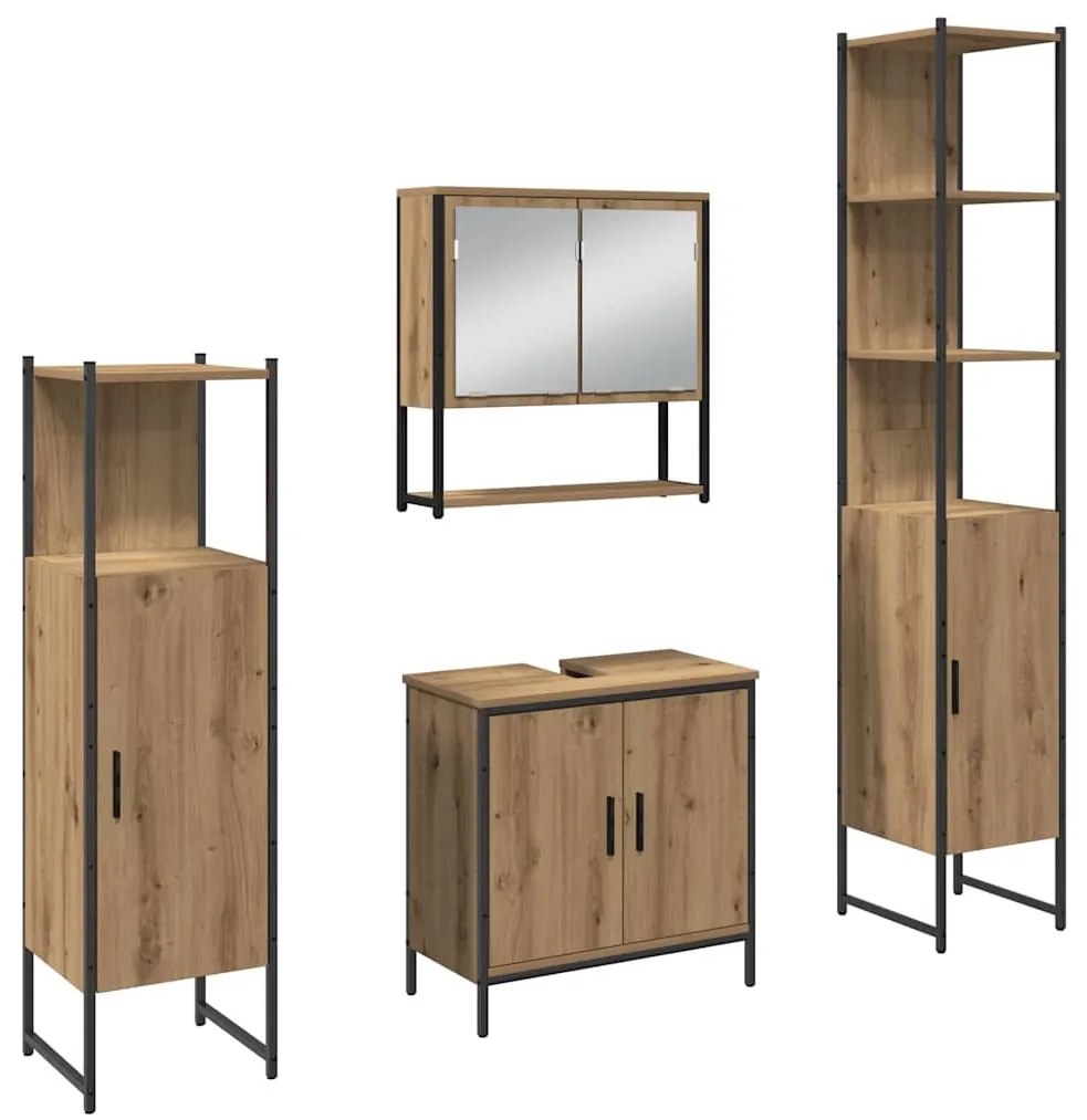 vidaXL Σετ Επίπλων Μπάνιου με αποθήκευση 4 pcs Καφέ 33 x 33 x 185.5 εκ