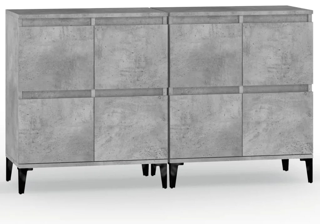vidaXL Ντουλάπια 2 τεμ. Γκρι Σκυροδέματος 60x35x70 εκ. Επεξεργ. Ξύλο