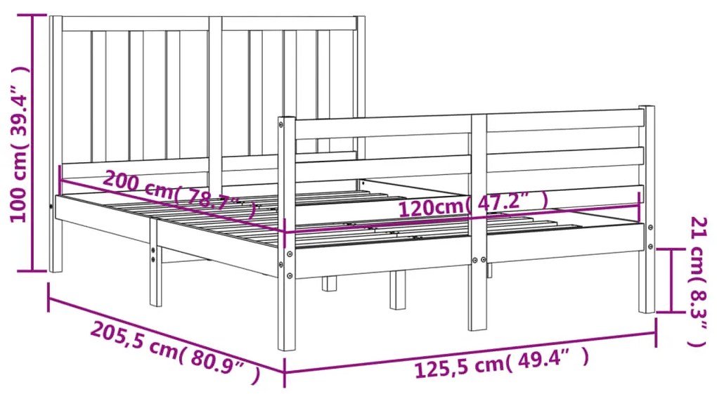 ΠΛΑΙΣΙΟ ΚΡΕΒΑΤΙΟΥ ΜΕ ΚΕΦΑΛΑΡΙ ΜΑΥΡΟ 120X200 ΕΚ. ΜΑΣΙΦ ΞΥΛΟ 3193855