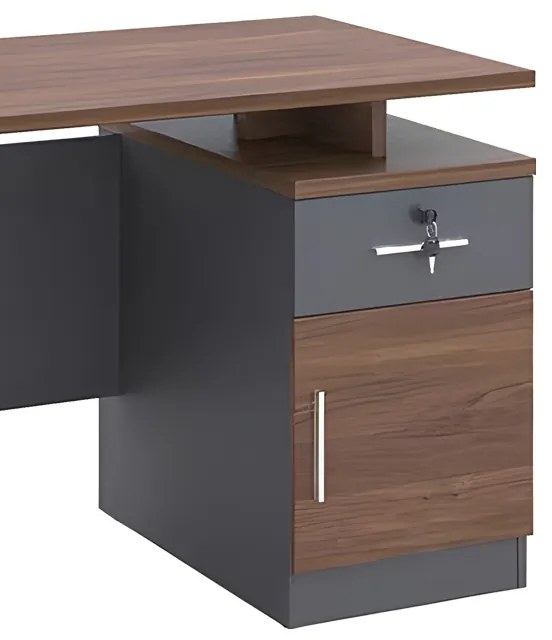 Γραφείο εργασίας Cassius pakoworld ανθρακί-καρυδί 120x60x75εκ