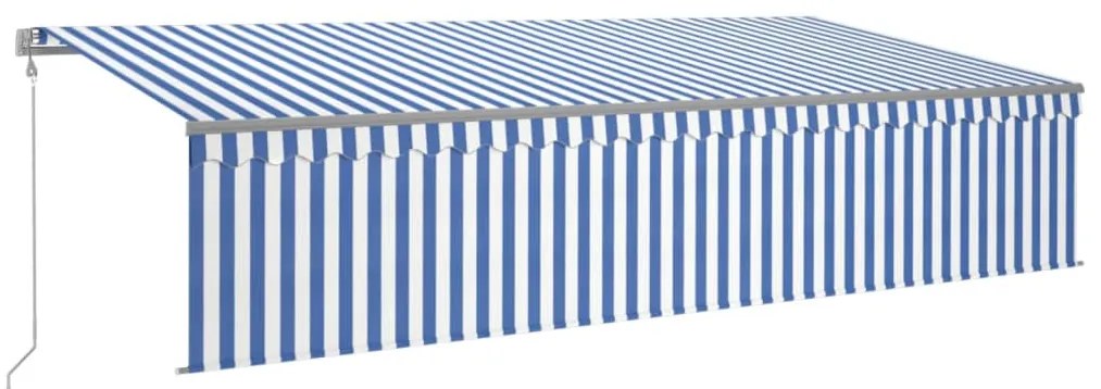 vidaXL Τέντα Αυτόματη με Σκίαστρο/LED/Αισθ. Ανέμου Μπλε/Λευκό 6 x 3 μ.