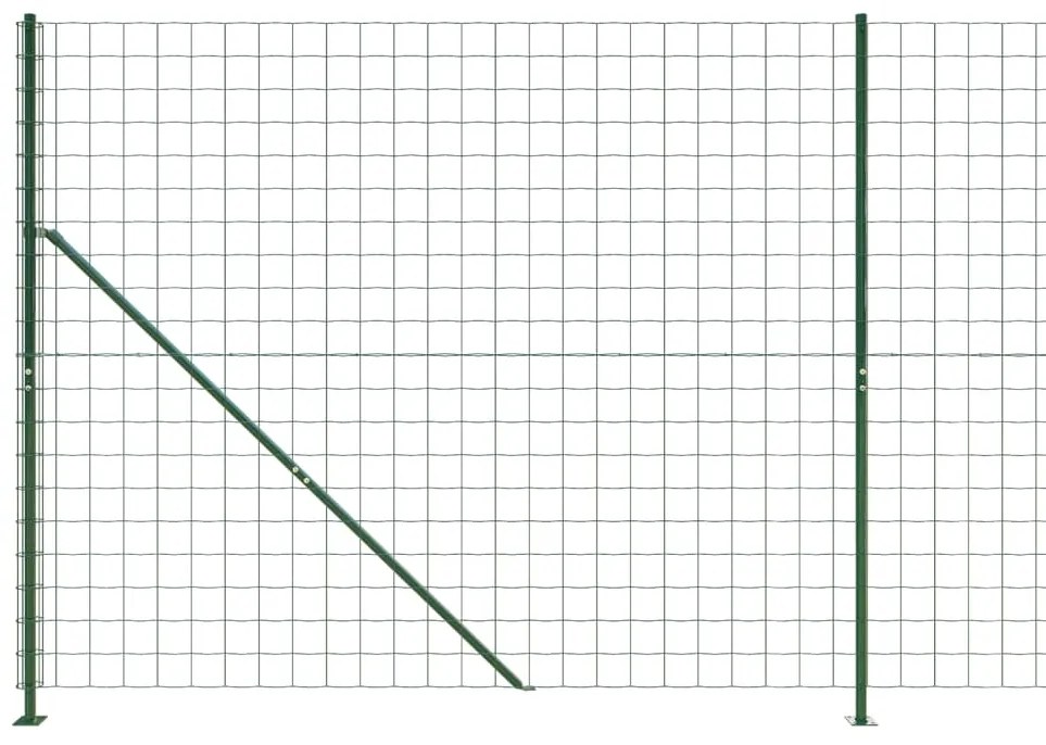 vidaXL Συρματόπλεγμα Περίφραξης Πράσινο 1,4 x 10 μ. με Βάσεις Φλάντζα