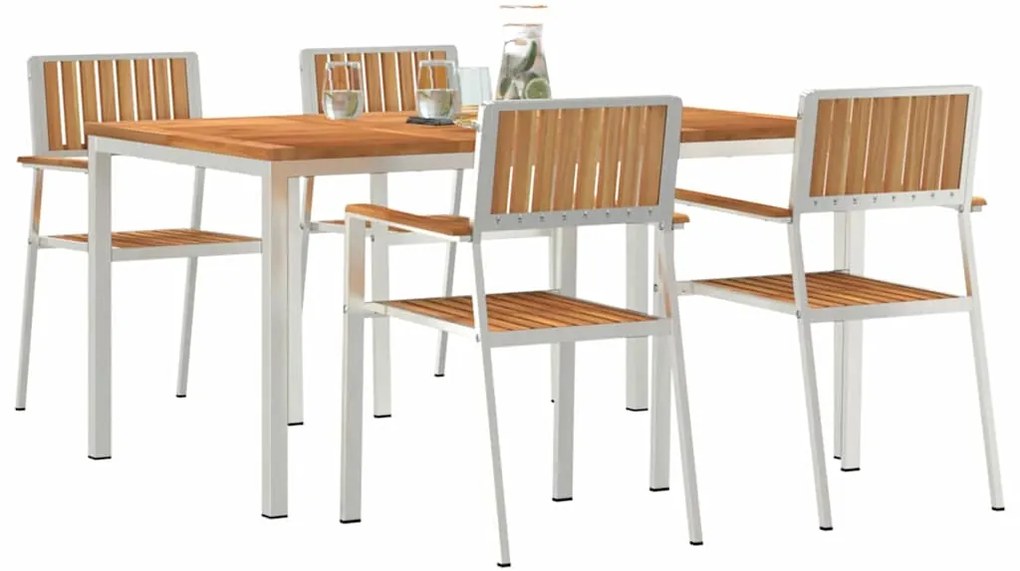 vidaXL Σετ Εξωτερικής Τραπέζης 5 pcs Καφέ Στερεό Ξύλο Τίκ