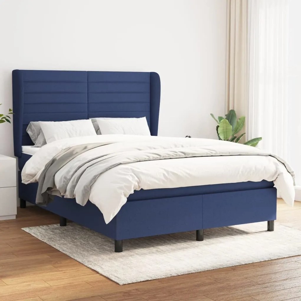 ΚΡΕΒΑΤΙ BOXSPRING ΜΕ ΣΤΡΩΜΑ ΜΠΛΕ 140X190 ΕΚ. ΥΦΑΣΜΑΤΙΝΟ 3128043