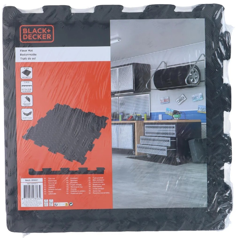 ΠΛΑΚΑΚΙΑ ΔΑΠΕΔΟΥ ΜΑΥΡΑ 40X40CM BLACK+DECKER 6ΤΜΧ