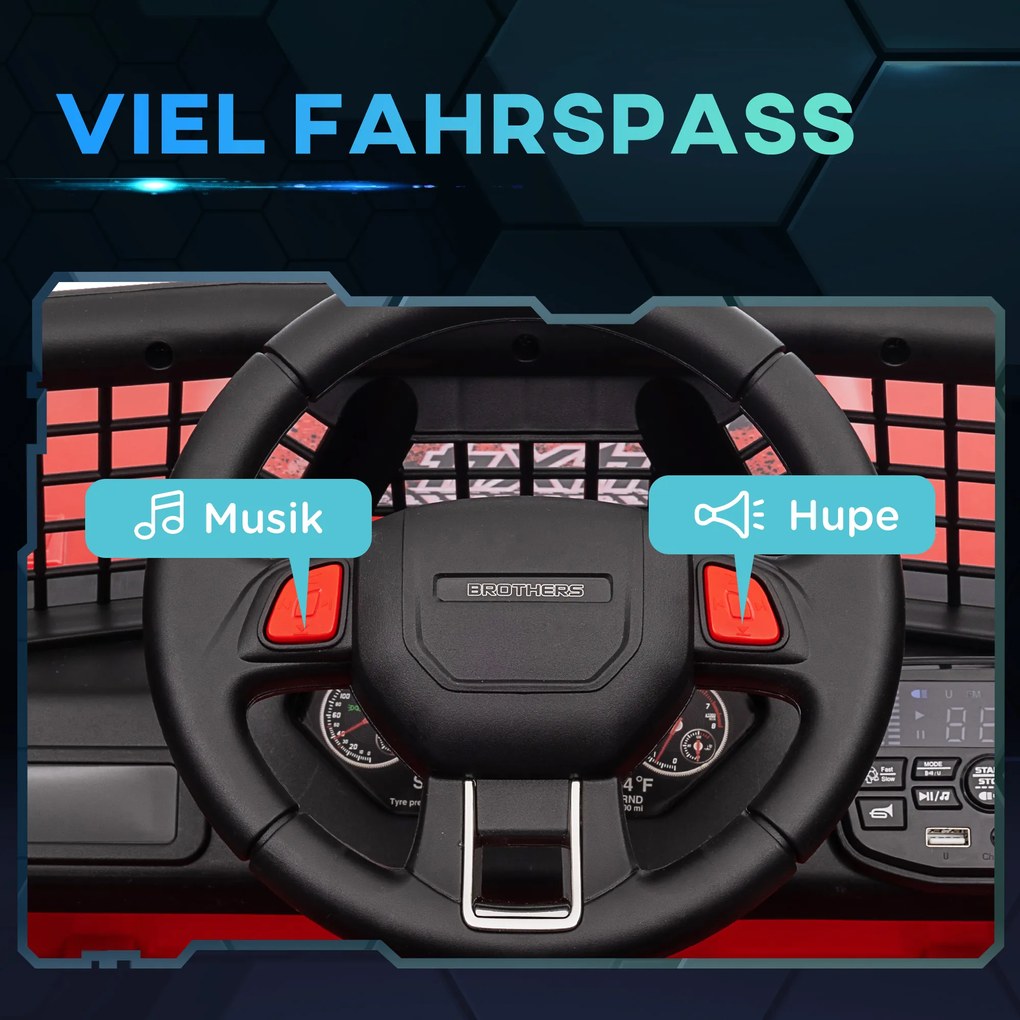 AIYAPLAY Ηλεκτρικό αυτοκίνητο για παιδιά με απαλή ανάρτηση, τηλεκατευθυνόμενο, φώτα LED, κόρνα, κινητήρες 12V, από πλαστικό και μέταλλο, Κόκκινο