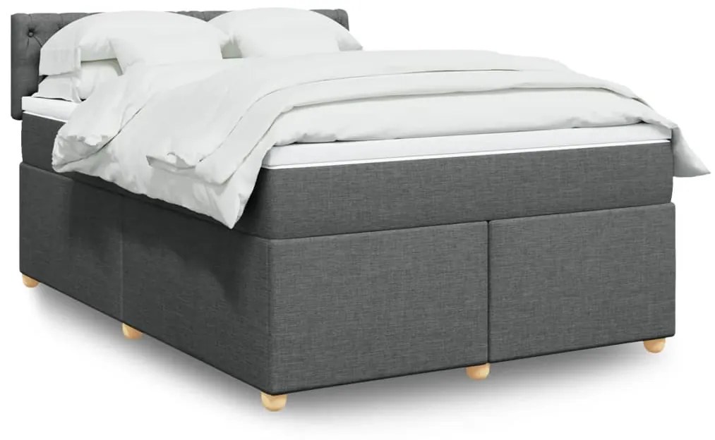 Κρεβάτι Boxspring με Στρώμα Σκούρο Γκρι 140x200 εκ Υφασμάτινο - Γκρι