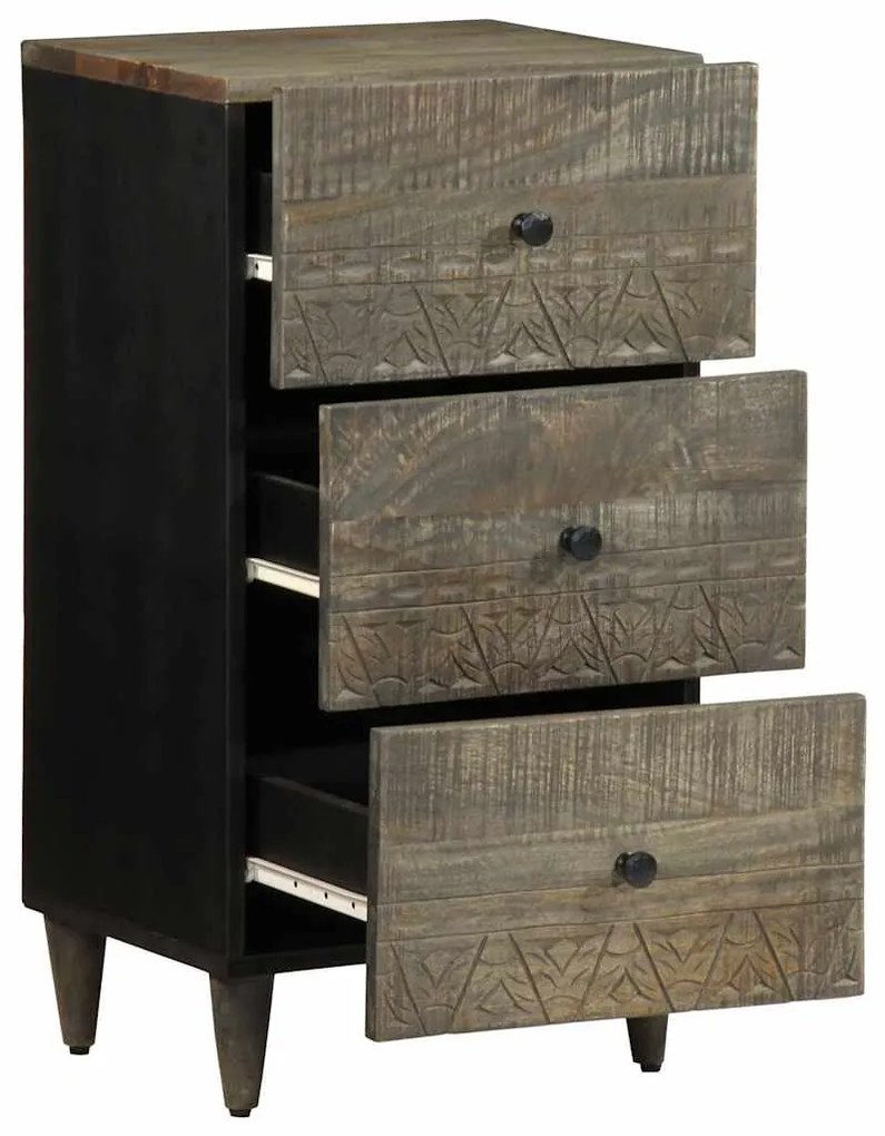Sideboard 40x33x75 cm μασίφ ξύλο Mango - Μαύρο