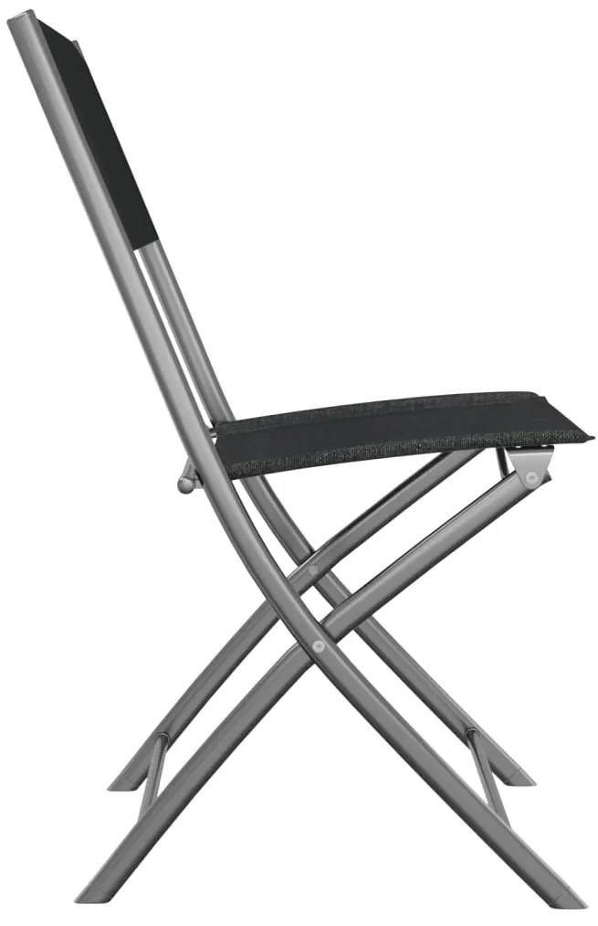 vidaXL Καρέκλες Εξ. Χώρου Πτυσσόμενες 2 τεμ. Μαύρες. Ατσάλι/Textilene