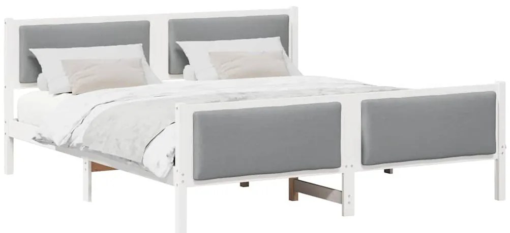 vidaXL Σκελετός Κρεβατιού με κεφαλάρι Ανοιχτό γκρι 200 x 200 cm ύφασμα