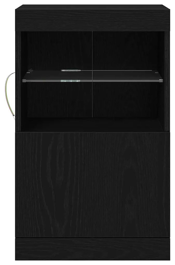 vidaXL Μπουφές με LED Φώτα Μαύρη Δρυς 41x37x67 εκ.