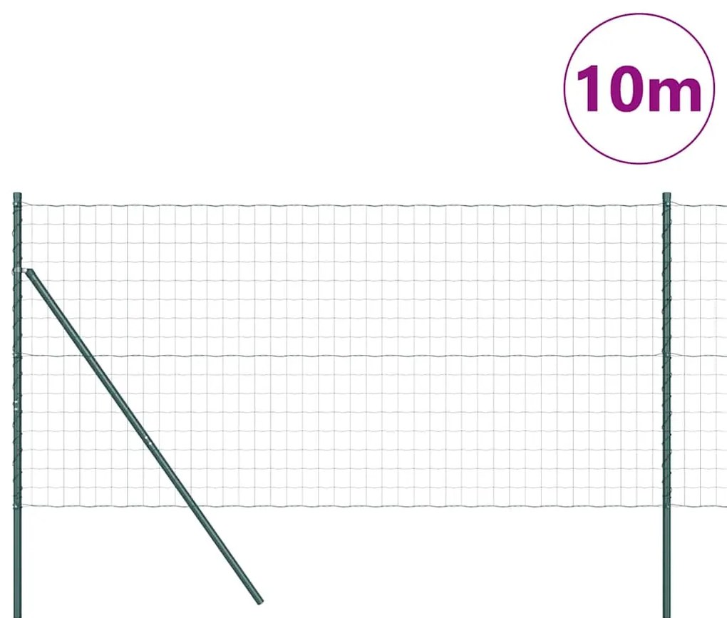 vidaXL Φράχτης με Στήλες. Πράσινο 1.2 x 10 m Ατσάλι