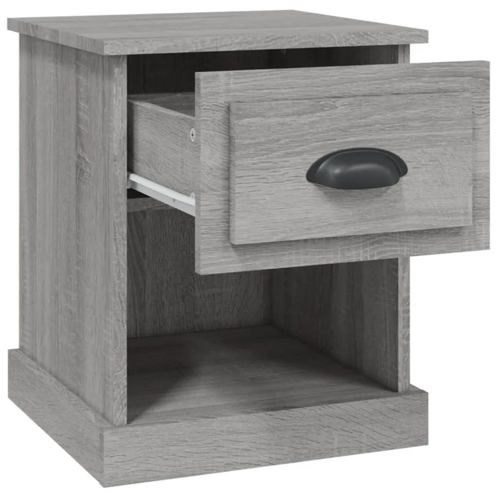 vidaXL Κομοδίνα 2 τεμ. Γκρι Sonoma 39x39x47,5 εκ. Επεξεργασμένο Ξύλο