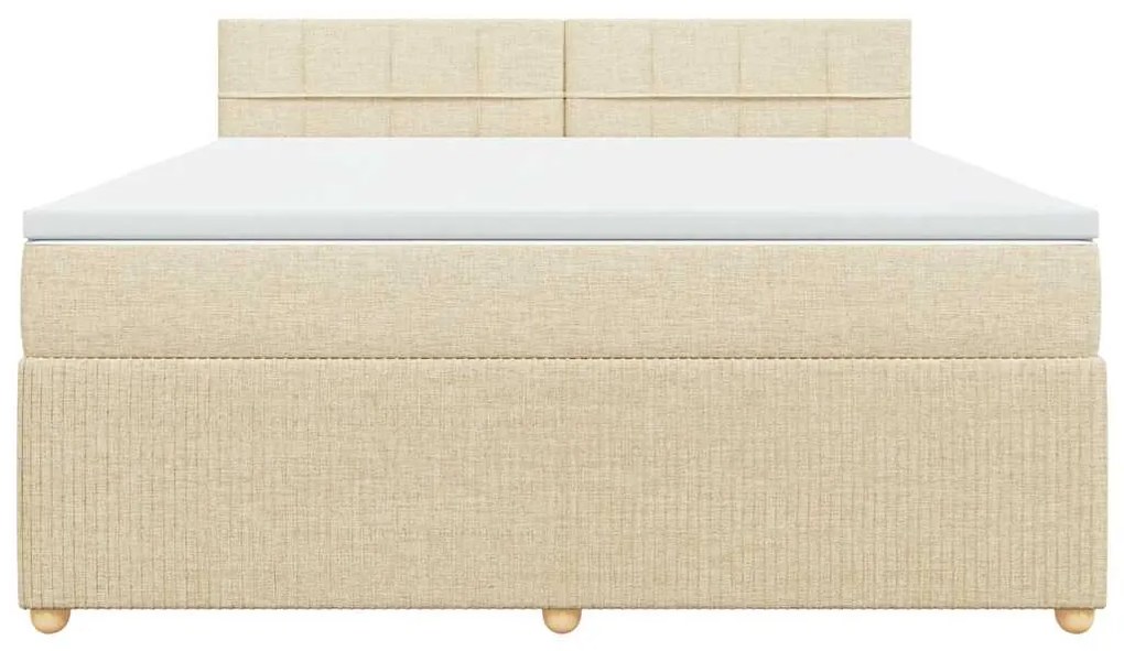 vidaXL Κρεβάτι Boxspring με Στρώμα Κρεμ 180x200 εκ. Υφασμάτινο