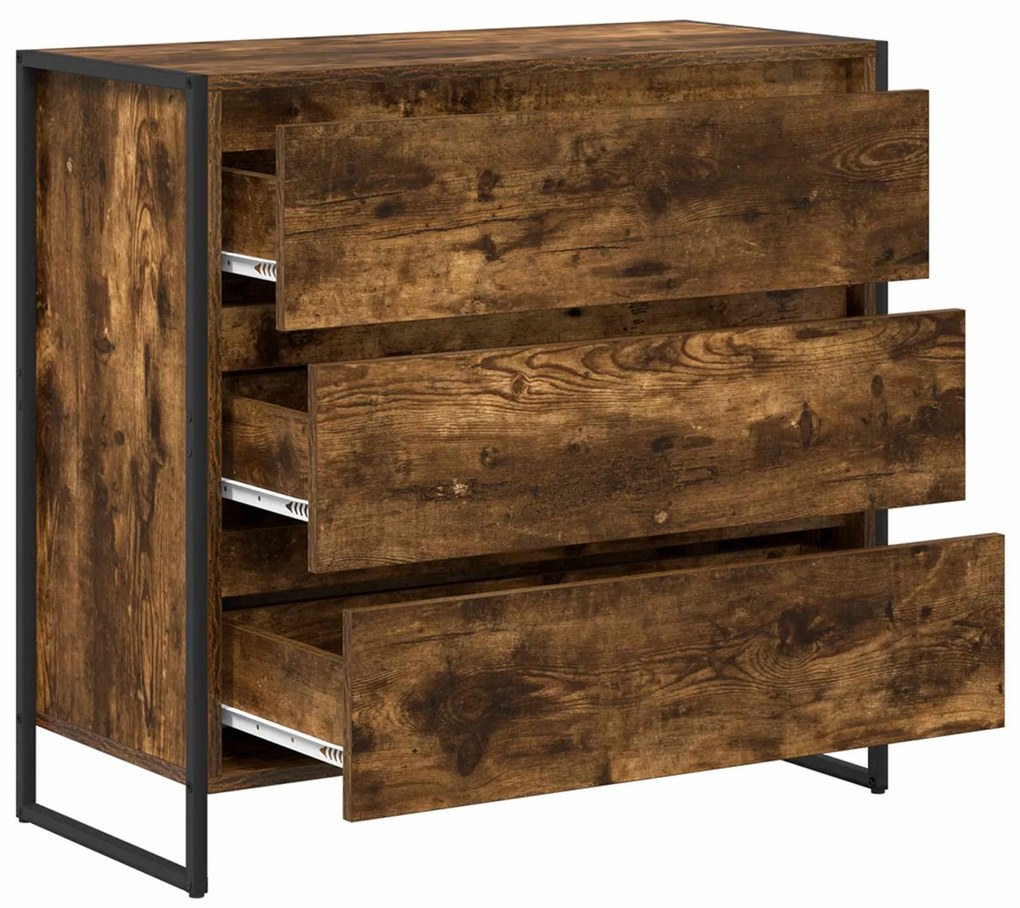 vidaXL Πλαϊνό γραφείο με συρτάρι Καπνιστό Δρύς 79 x 36 x 75.5 εκ.