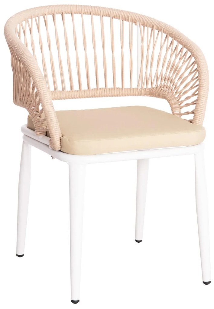 Καρέκλα - Πολυθρόνα MAGNET C6287.02 Λευκή Αλουμινίου με Μπέζ P.E. Σχοινί 59x61x81.5Υεκ. 4αδα 59x61x81.5 εκ.