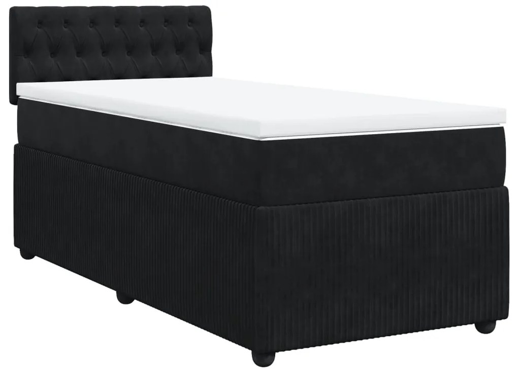 vidaXL Κρεβάτι Boxspring με Στρώμα Μαύρο 80 x 200 εκ. Βελούδινο