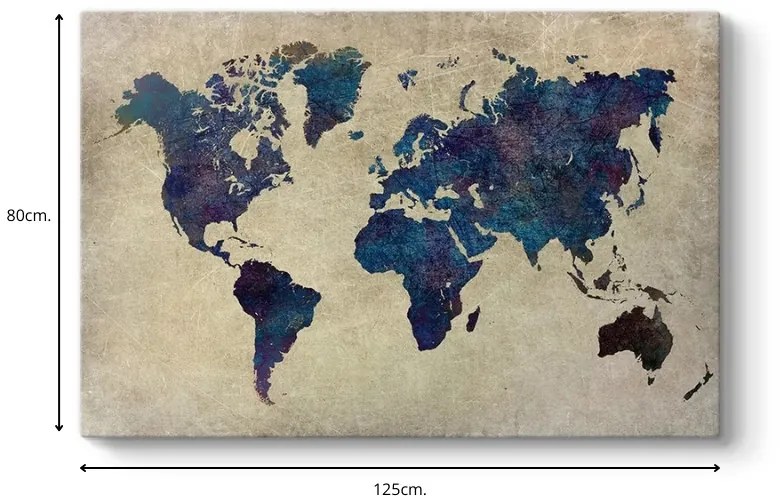 Πίνακας σε καμβά World Map Megapap ψηφιακής εκτύπωσης 125x80x3εκ.