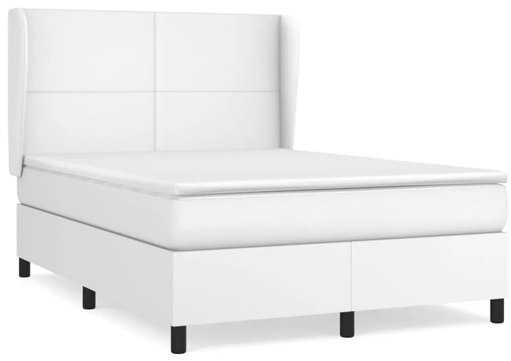 vidaXL Κρεβάτι Boxspring με Στρώμα Λευκό 140x200εκ.από Συνθετικό Δέρμα